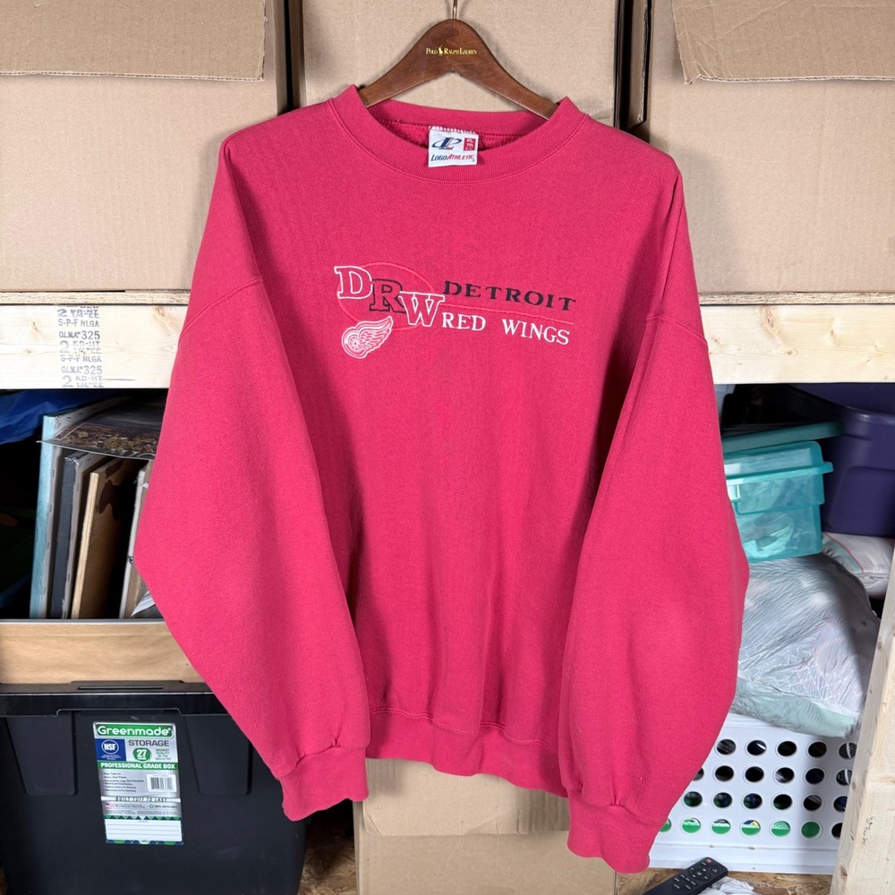 Detroit Red‎ Wings Logo Athletic Sweatshirt Mens XL Red Embroidered NHL Hockey